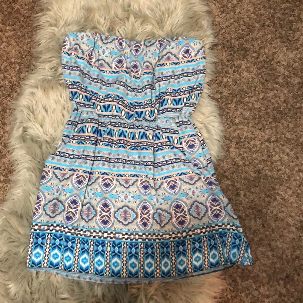 Strapless Blue Dress
